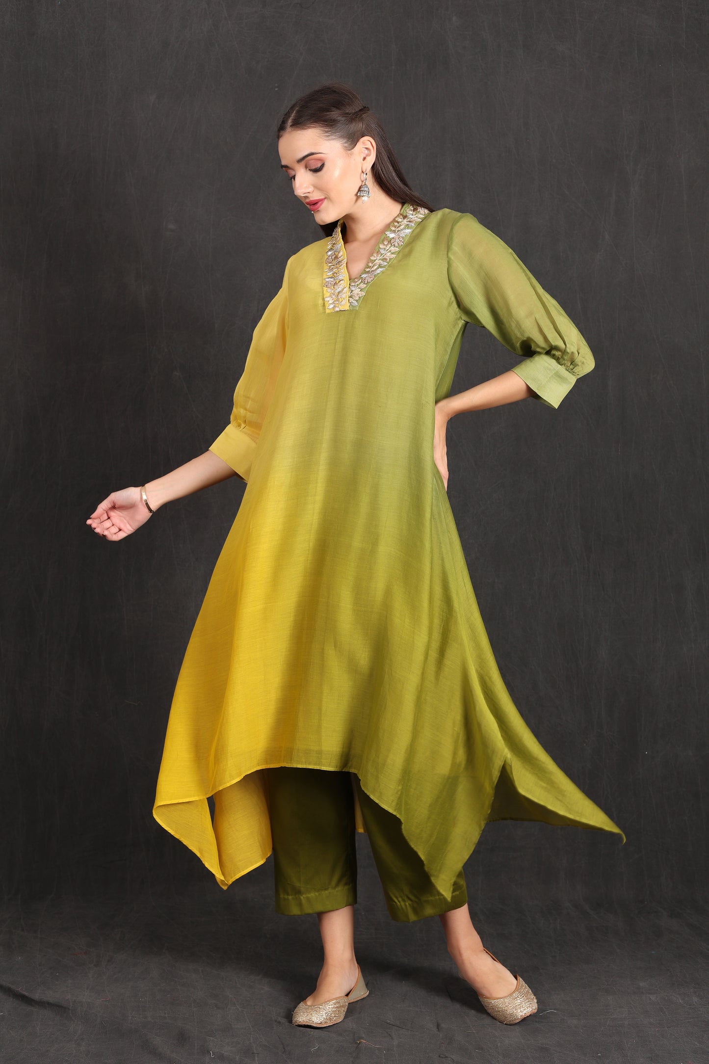 SAIRA - Green Yellow Ombre Kurta Set