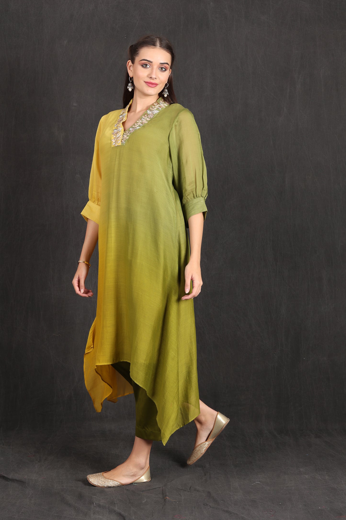 SAIRA - Green Yellow Ombre Kurta Set