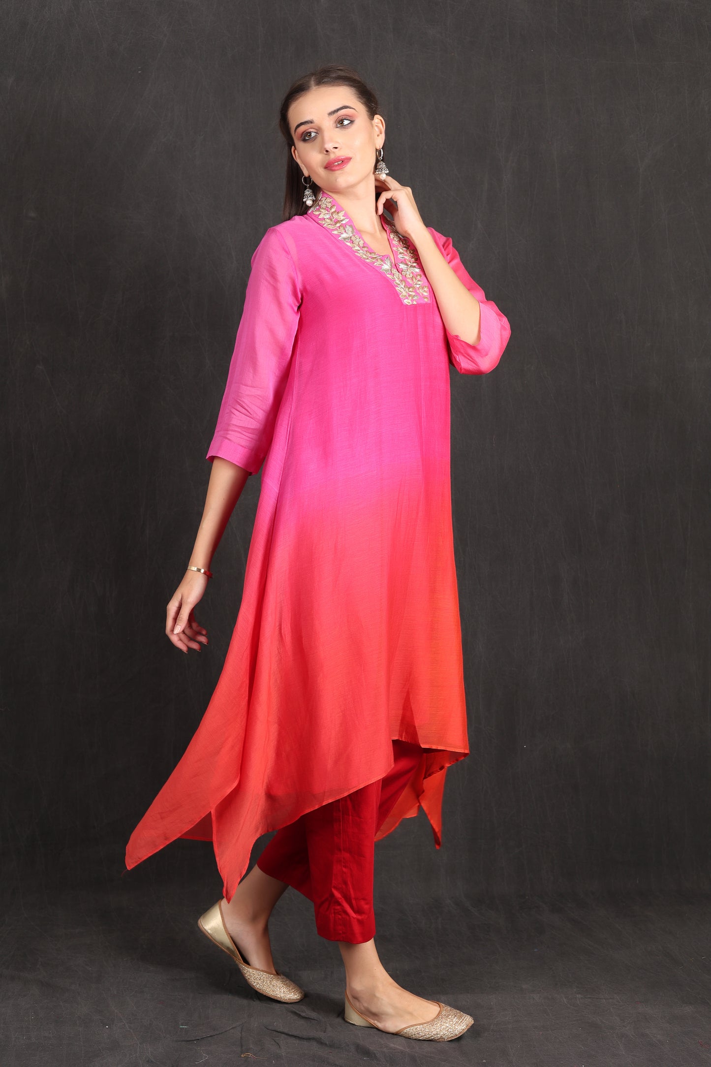 SAIRA - Pink Ombre Kurta Set