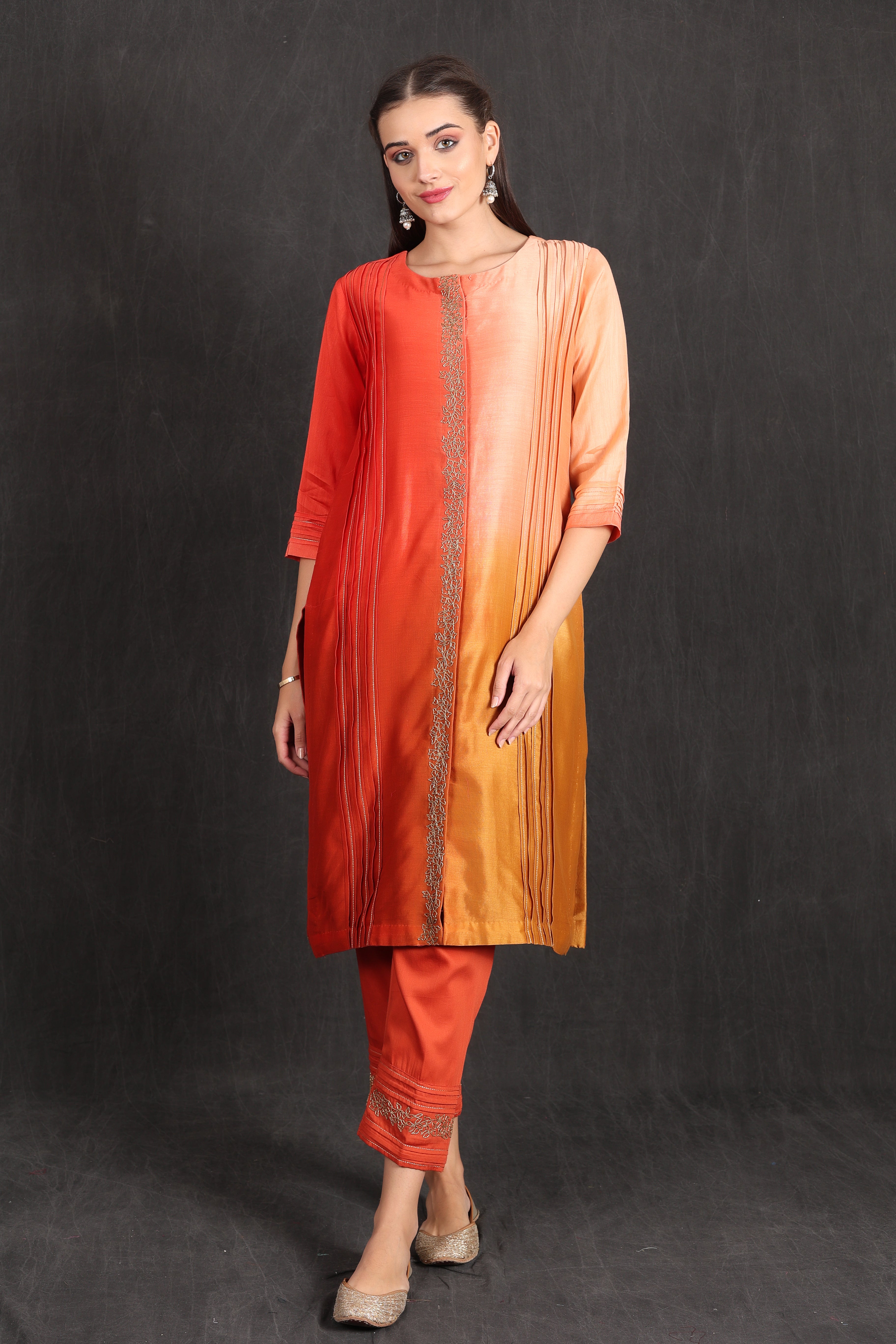 RUHI - Orange Ombre Suit