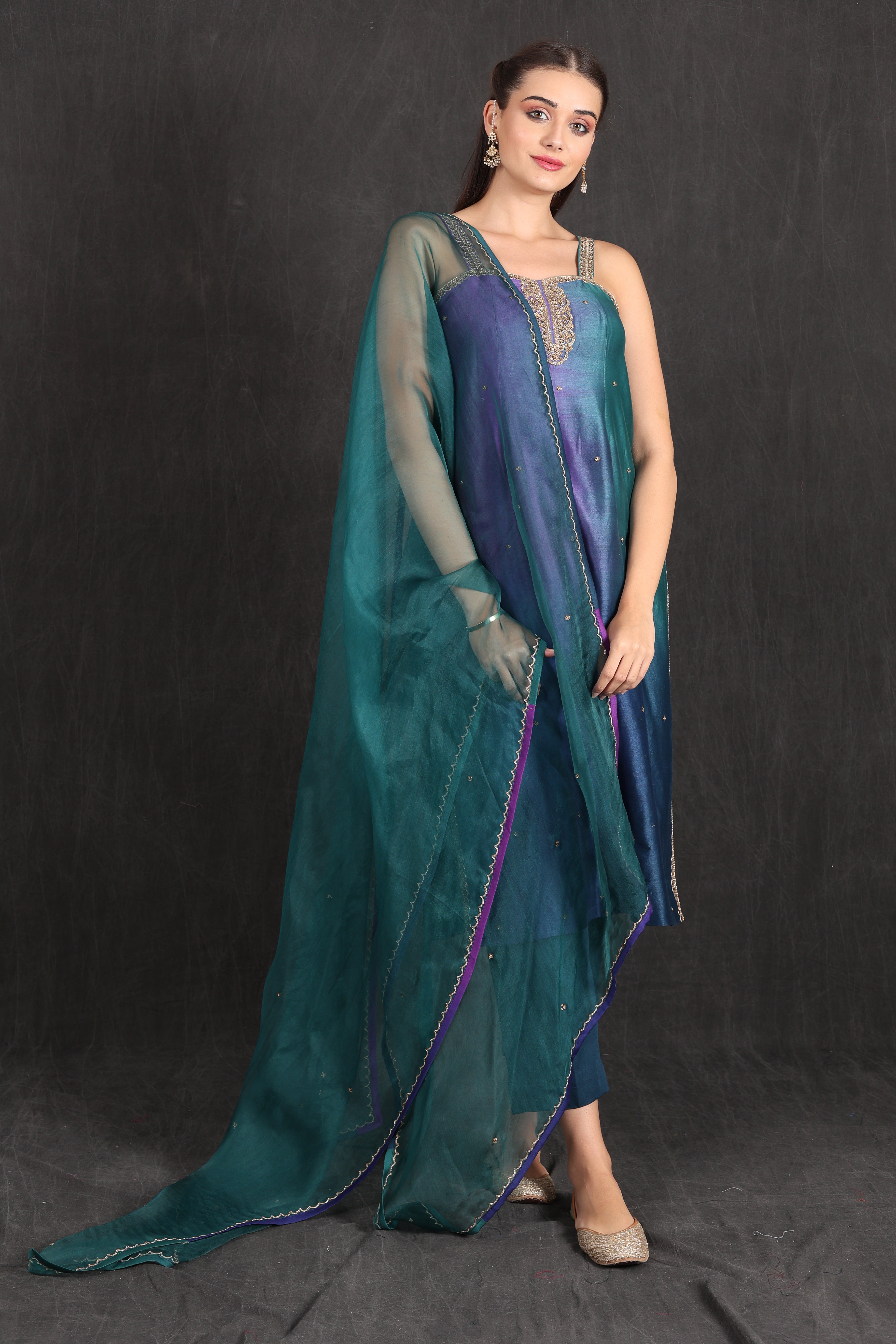 INAYA- Teal Purple Ombre Suit