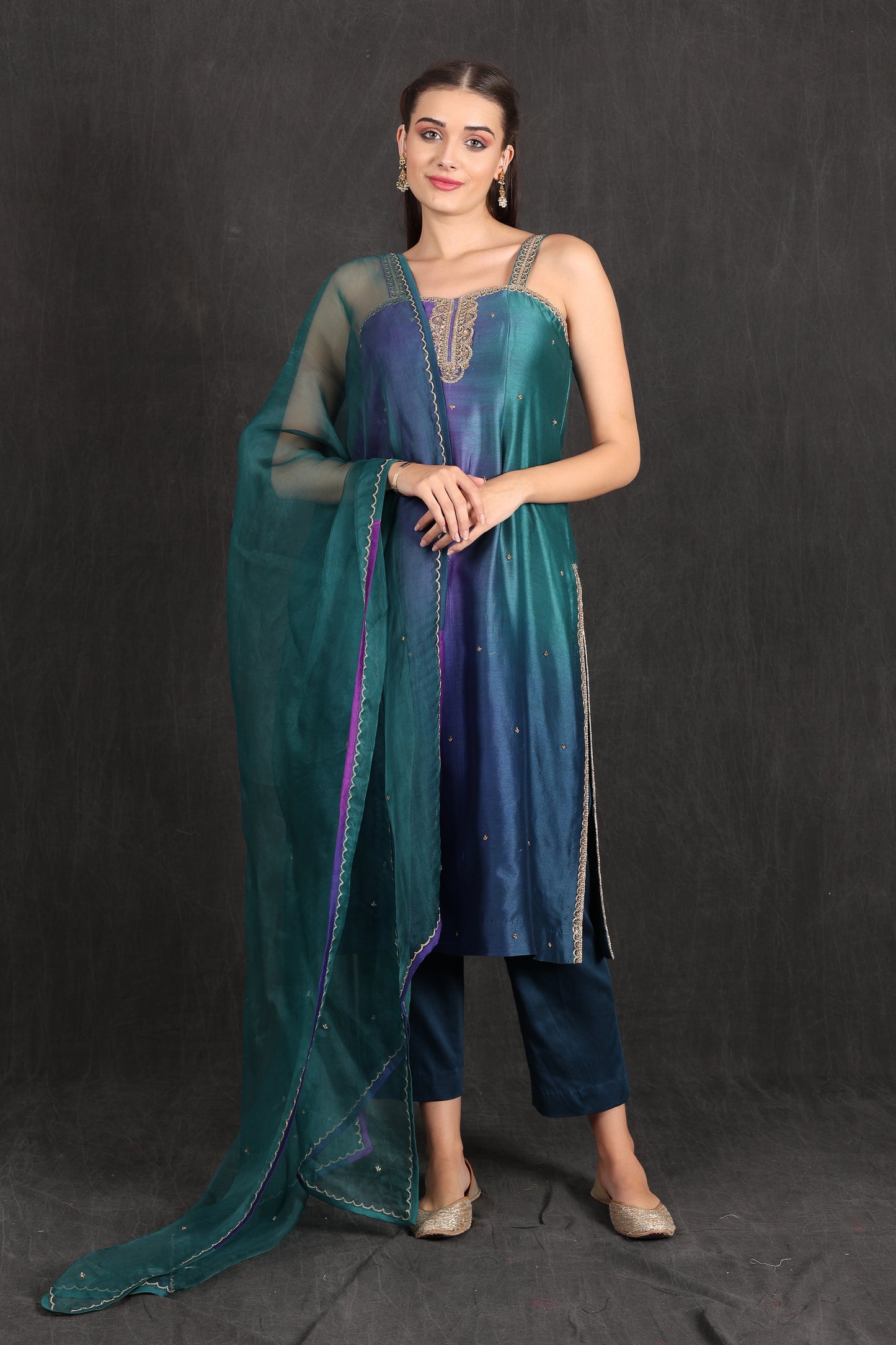 INAYA- Teal Purple Ombre Suit