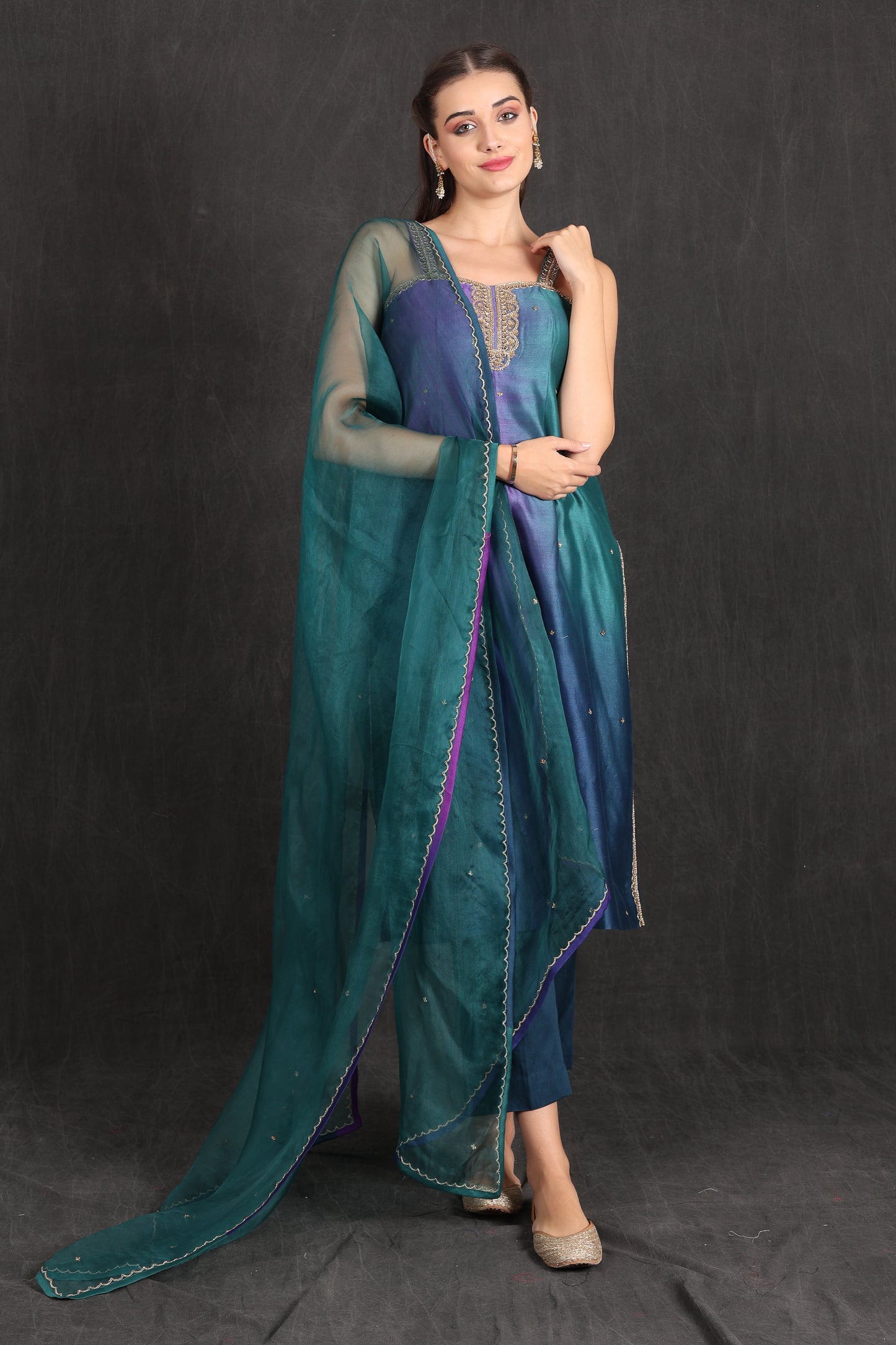 INAYA- Teal Purple Ombre Suit