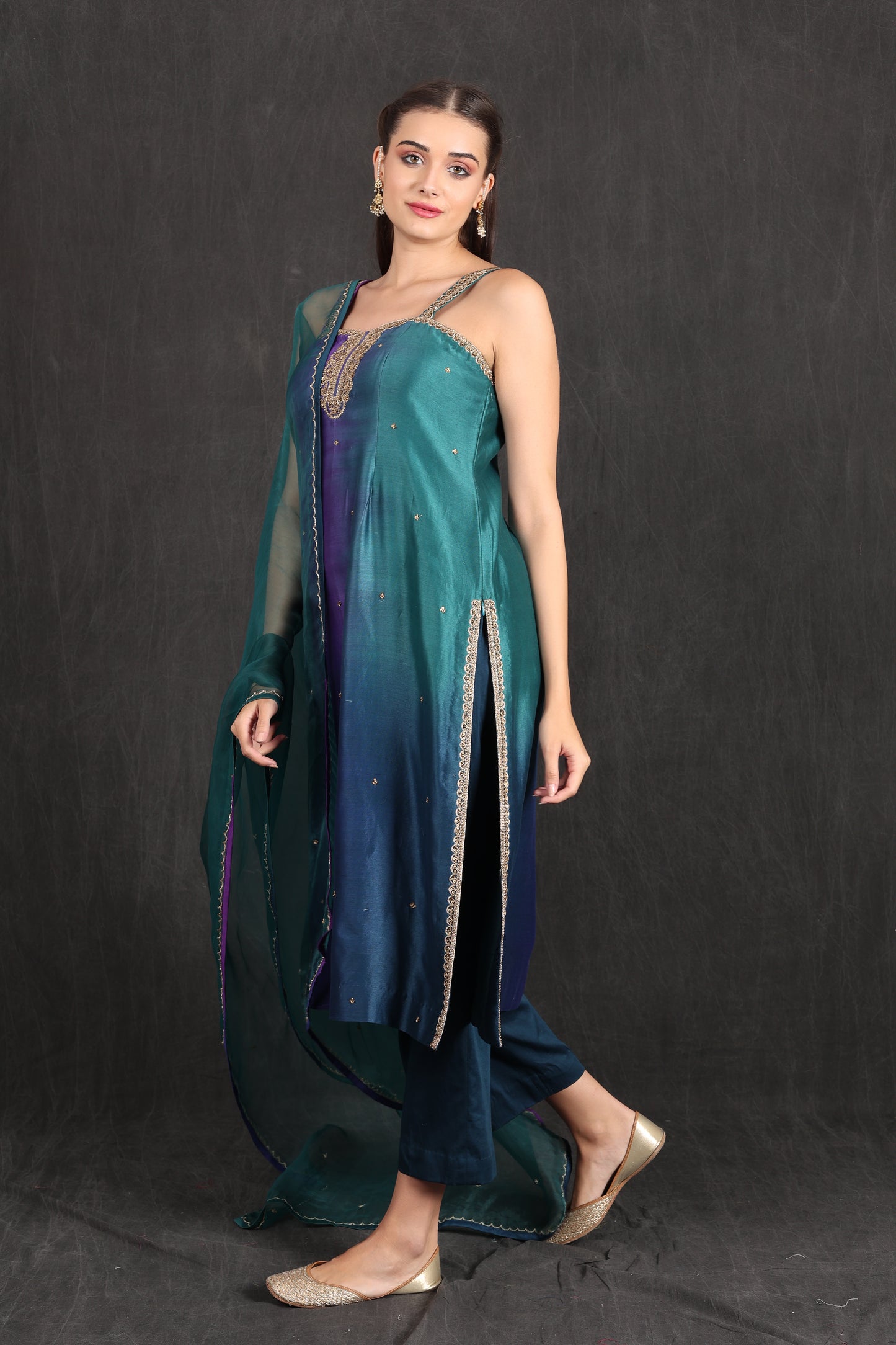 INAYA- Teal Purple Ombre Suit