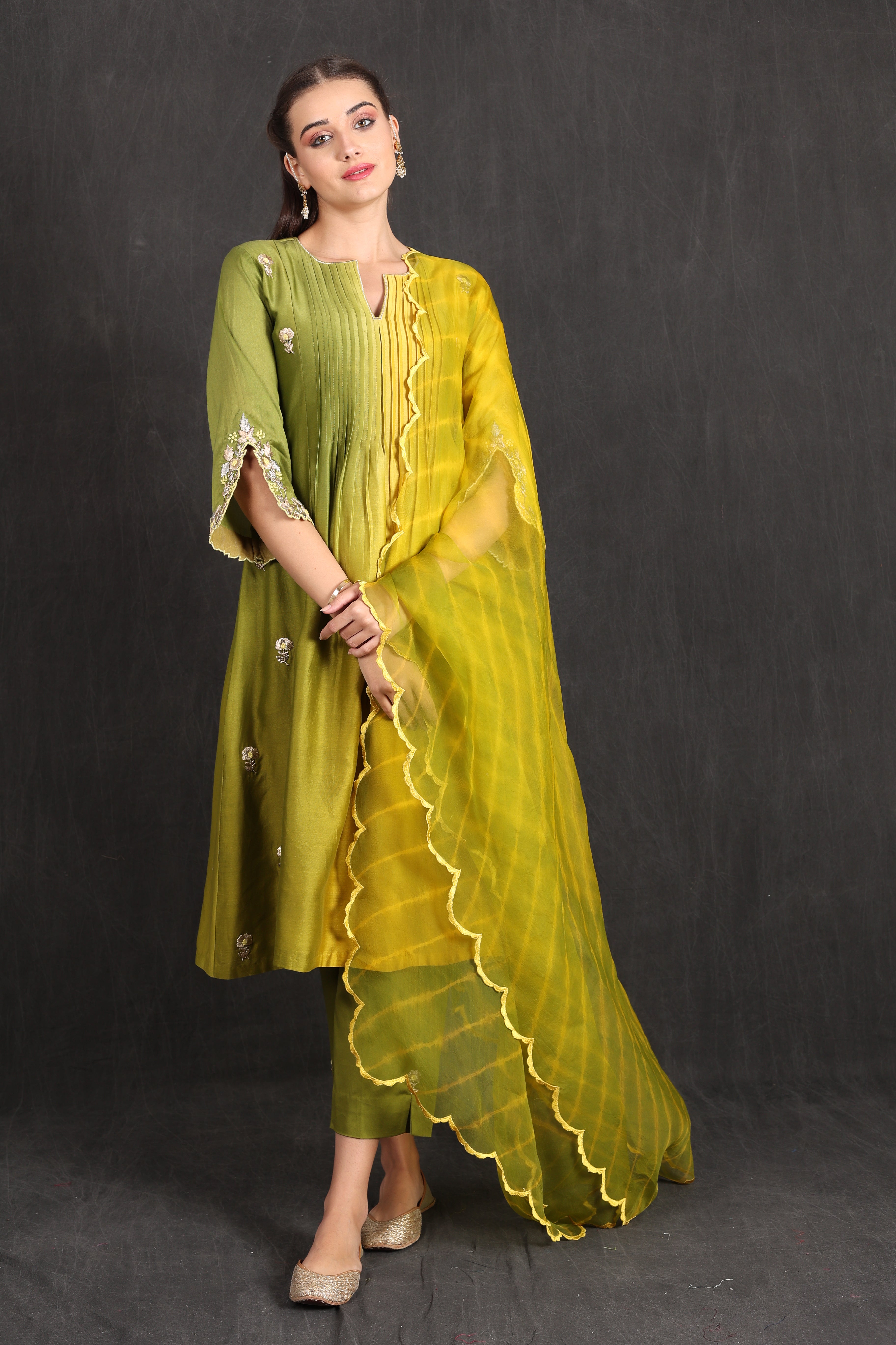 ISRA - Green Yellow Ombre Suit