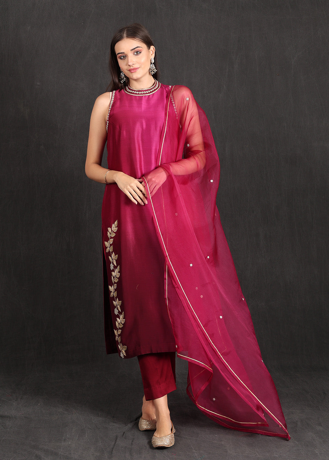 ZAHRA- Wine Ombre Suit