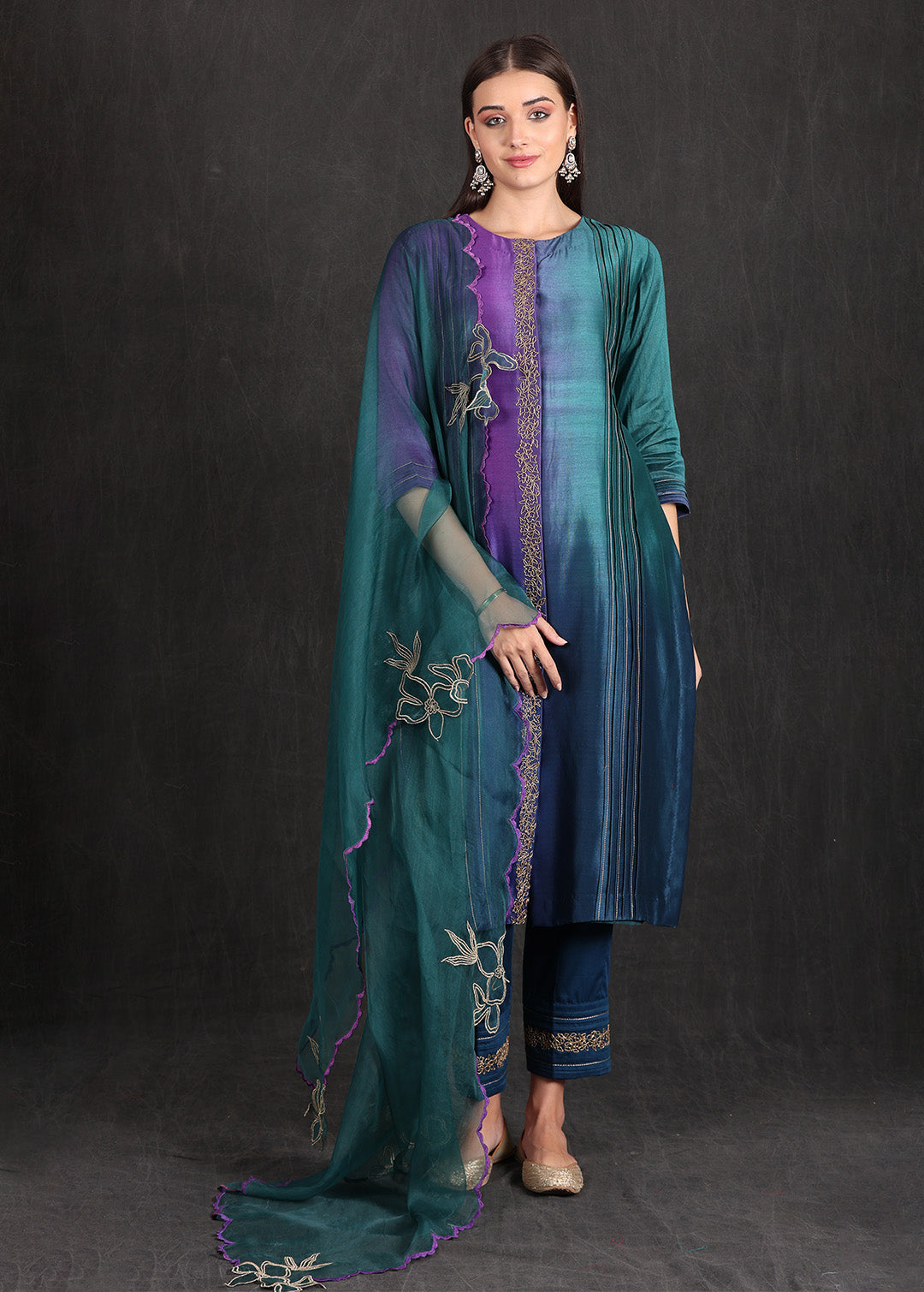 RUHI - Teal Purple Ombre Suit
