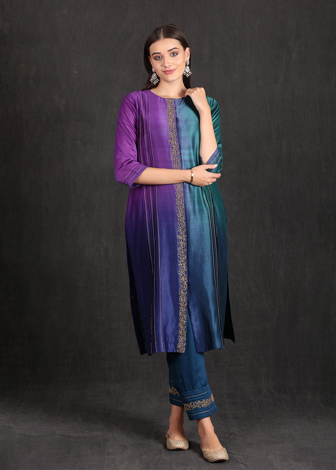 RUHI - Teal Purple Ombre Suit