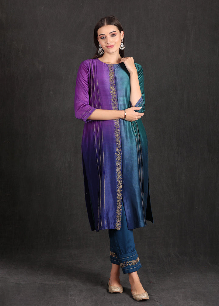 RUHI - Teal Purple Ombre Suit