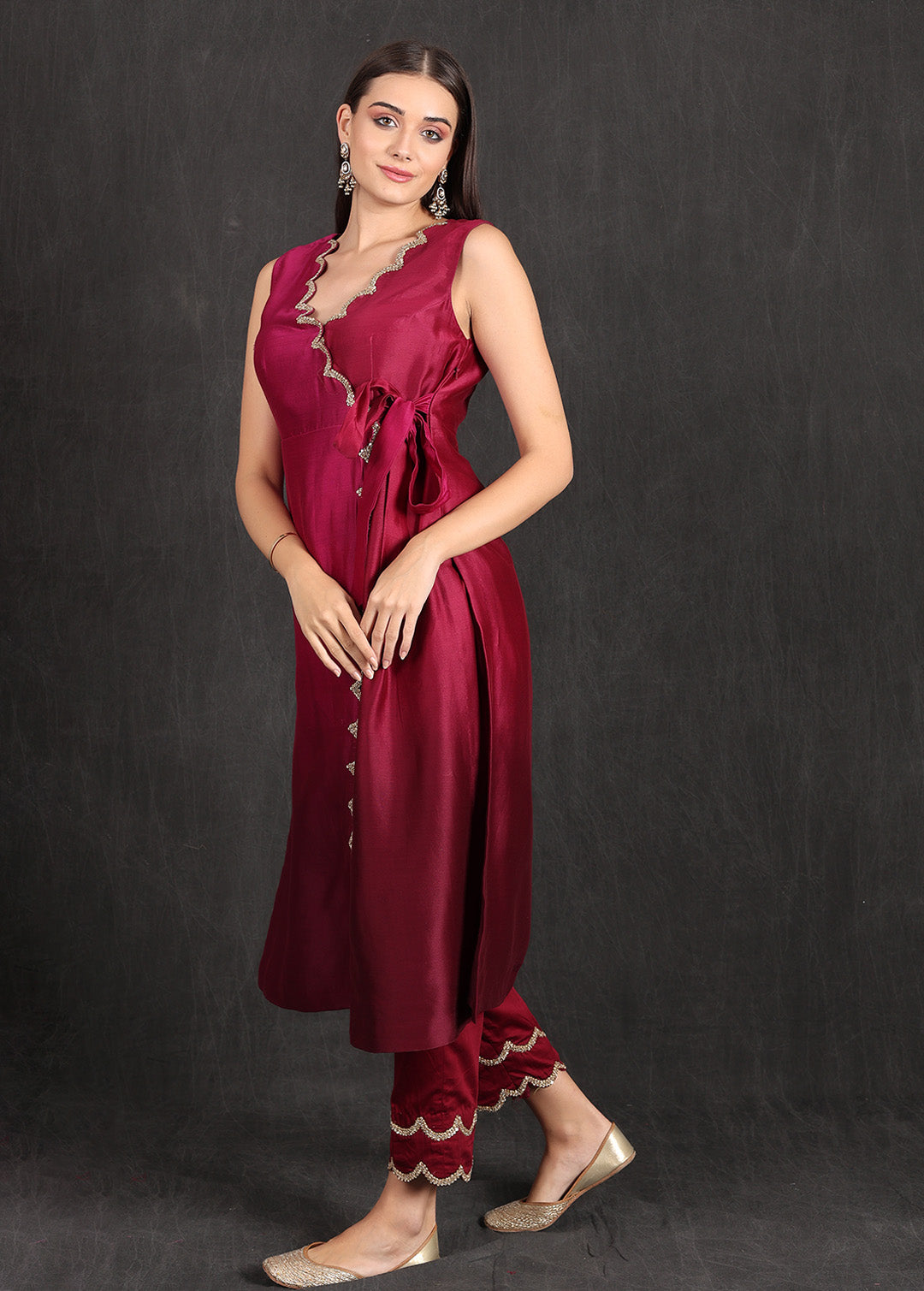 ZAHIRA - Wine Ombre Kurta Set