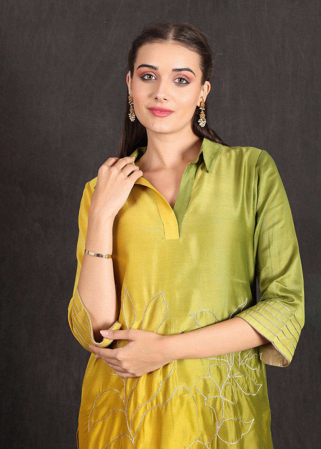 ZAINAB- Green Yellow Ombre Kurta Set