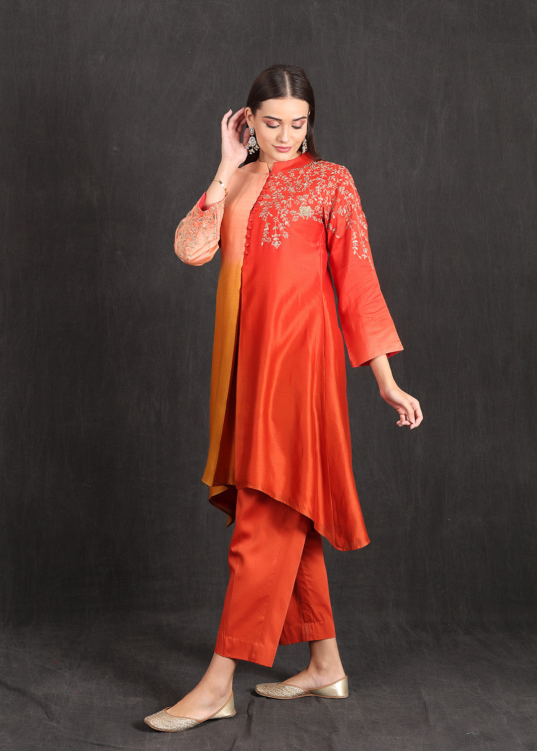 NOOR - Orange Ombre Kurta Set