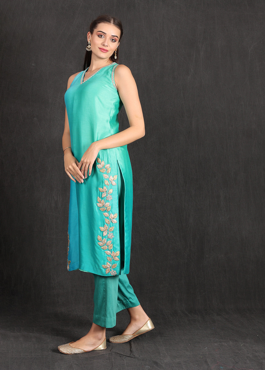 ZAHRA- Turquoise Ombre Suit