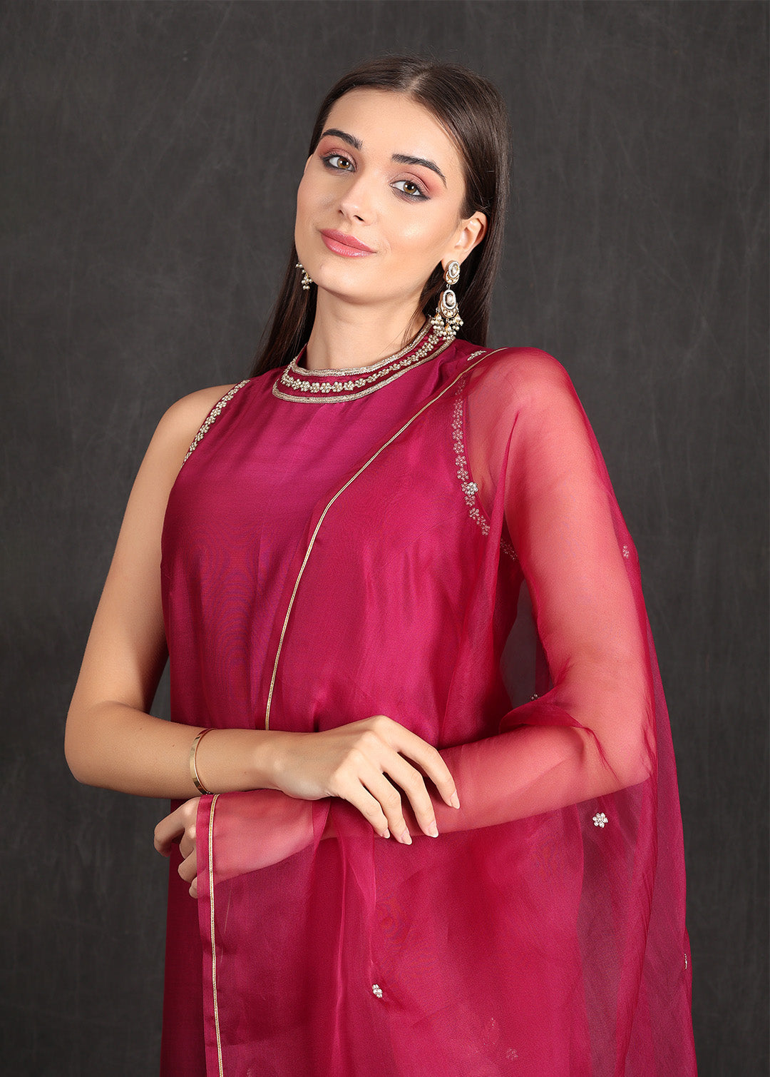 ZAHRA- Wine Ombre Suit
