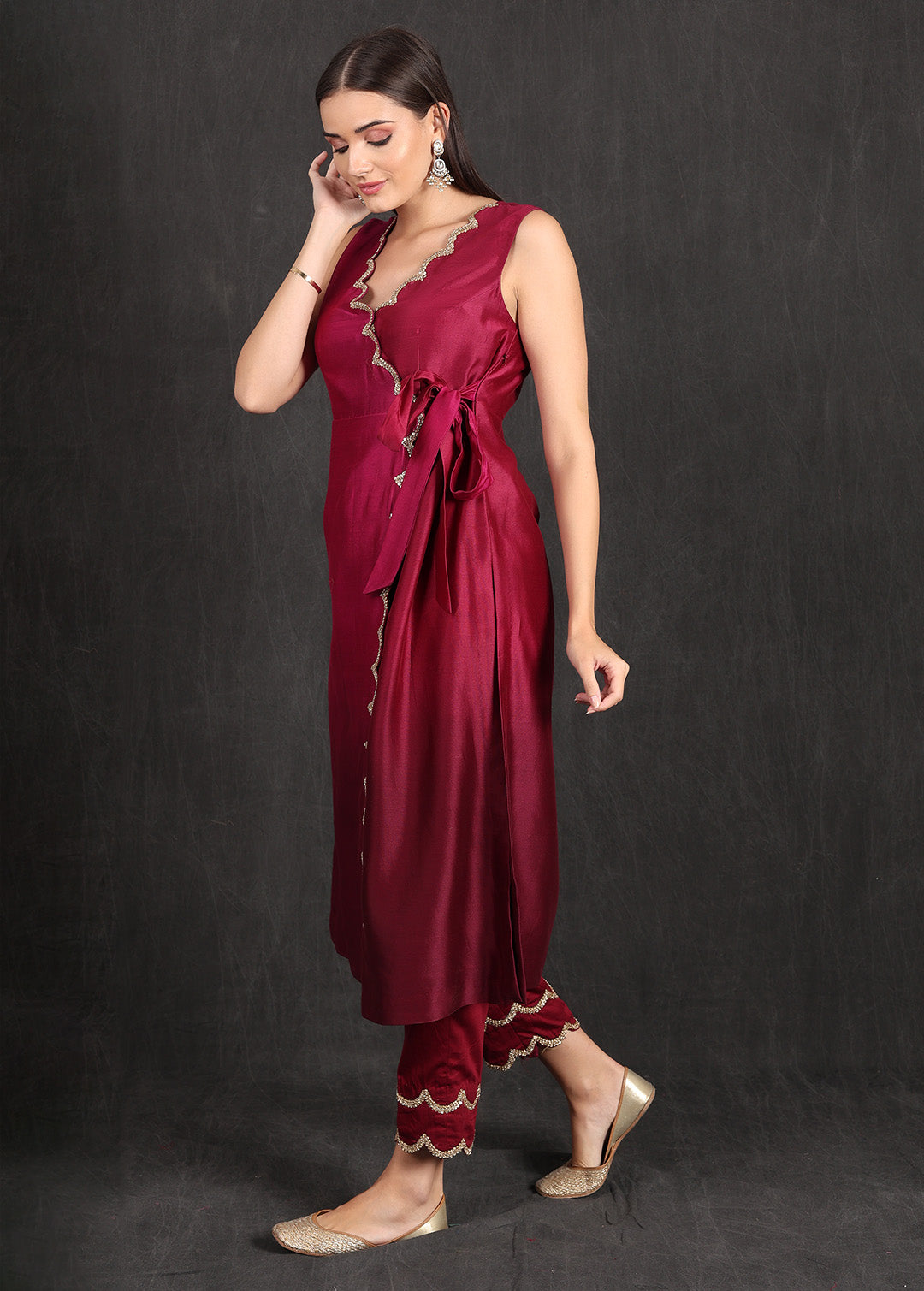 ZAHIRA - Wine Ombre Kurta Set