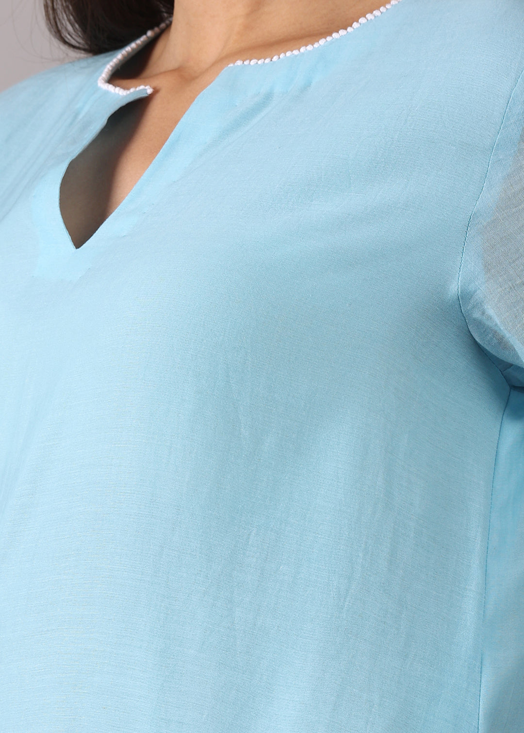 SOORAJMUKHI- Powder blue A-line Kurta Set