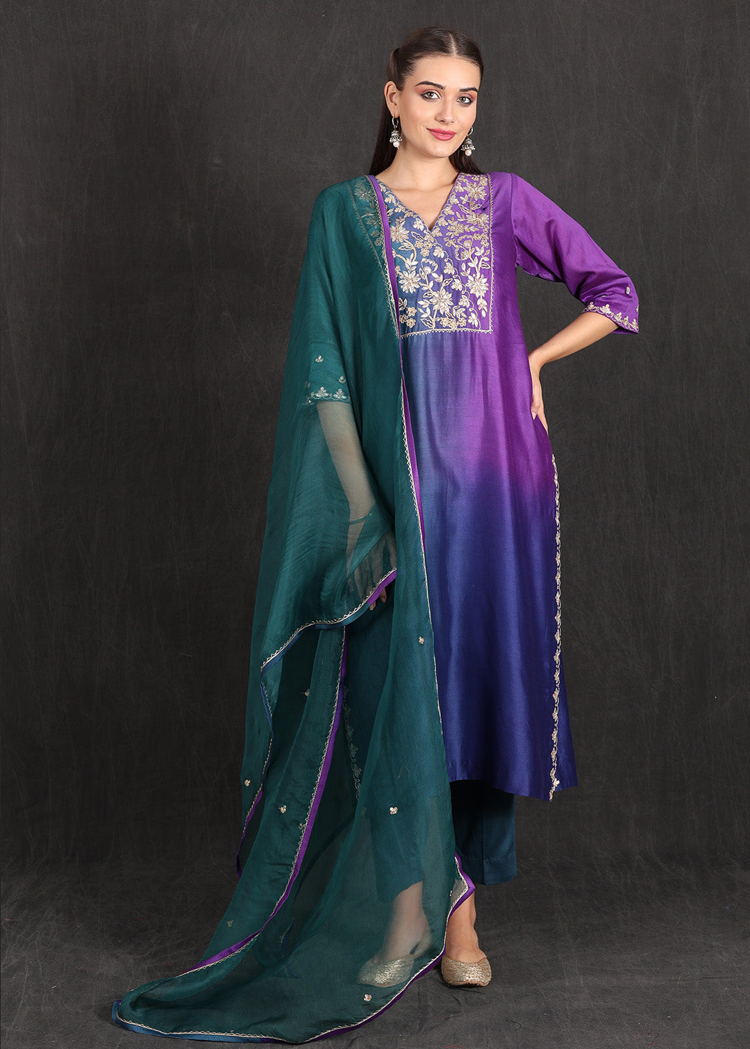 AISHA - Teal Purple Ombre Suit