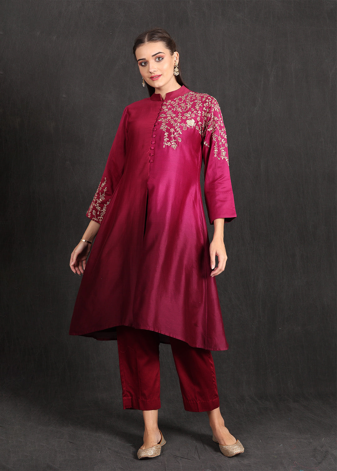 NOOR - Wine Ombre Kurta Set