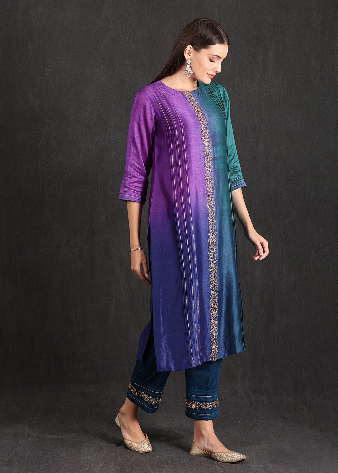 RUHI - Teal Purple Ombre Suit