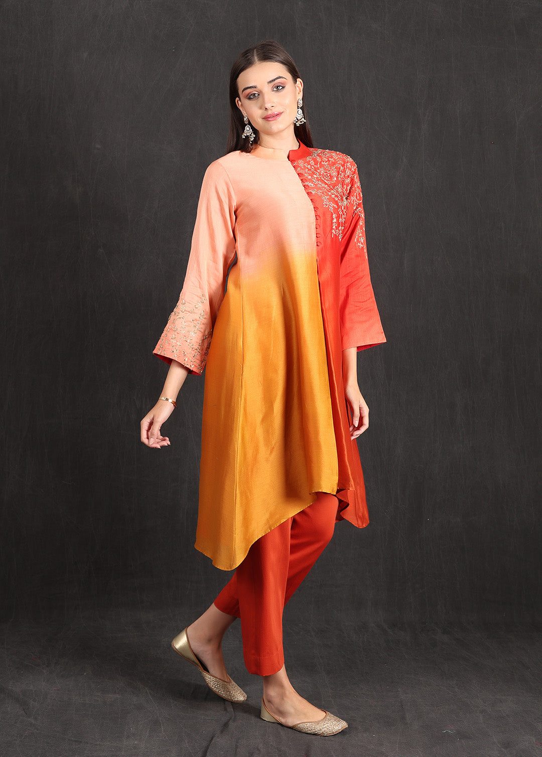NOOR - Orange Ombre Kurta Set
