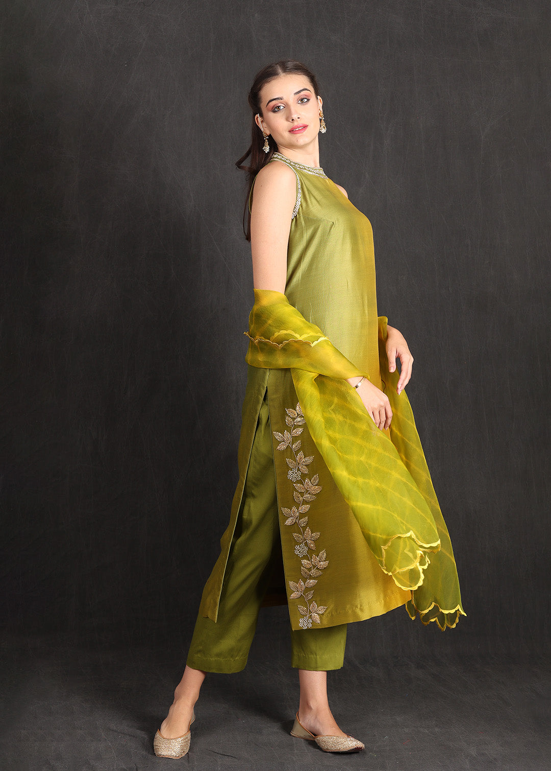 ZAHIRA- Green Yellow Ombre Suit