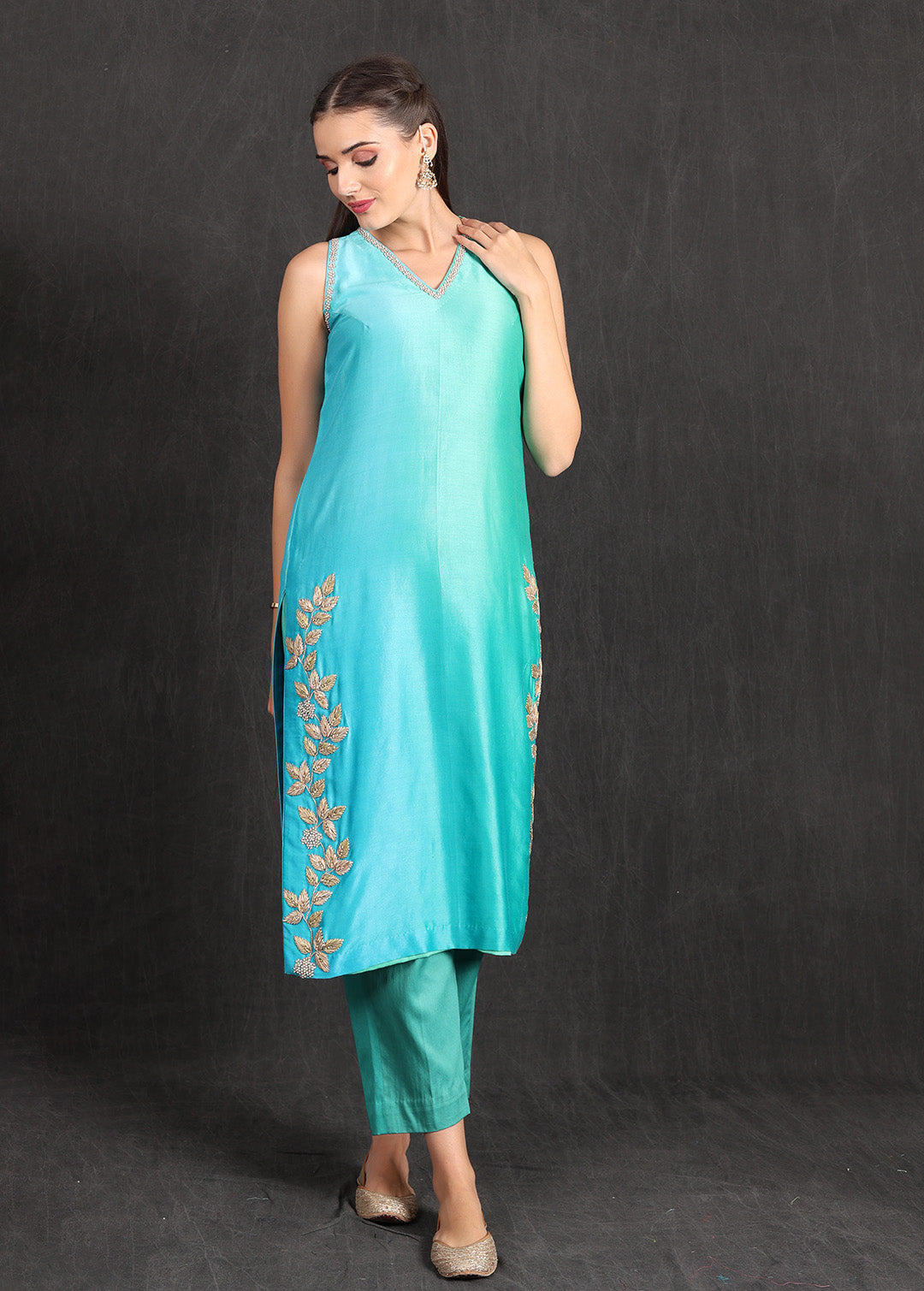 ZAHRA- Turquoise Ombre Suit