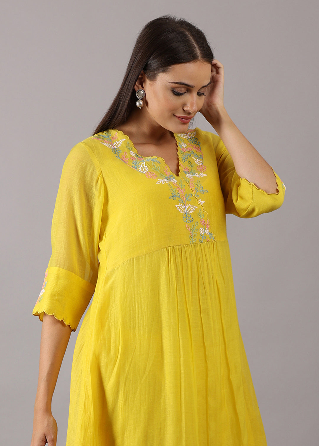 CHAMELI - Yellow Chanderi Kurta Set