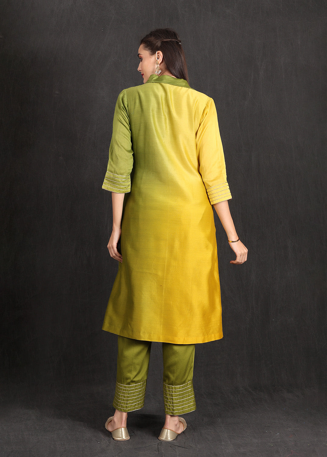 ZAINAB- Green Yellow Ombre Kurta Set