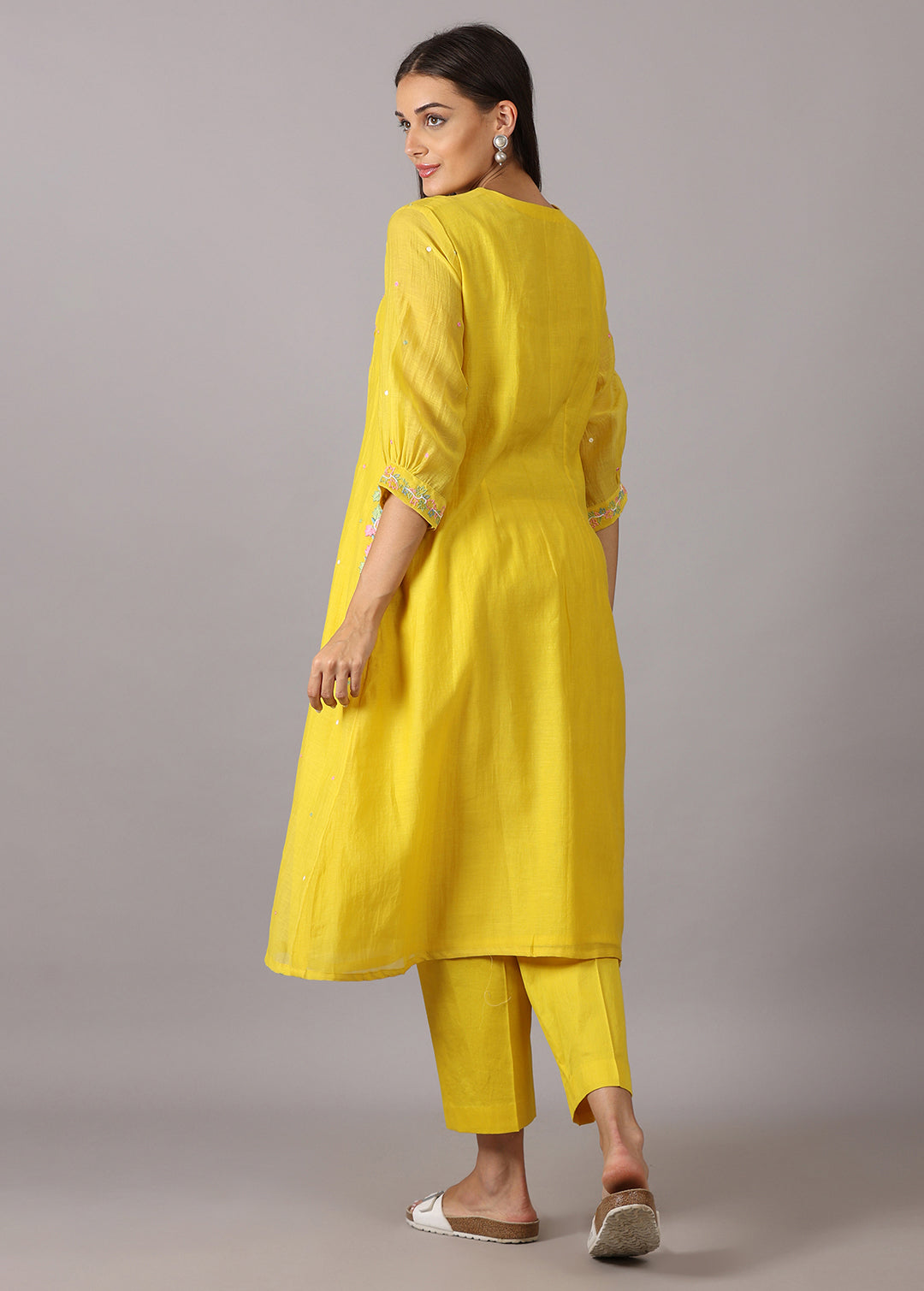 GODAVARI - Yellow Smocking Kurta Set