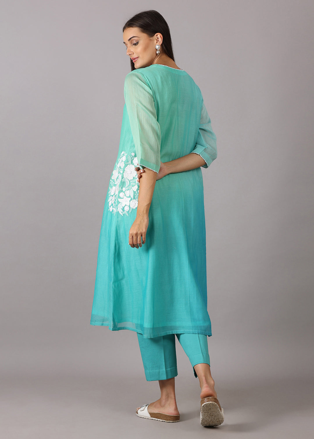 SOORAJMUKHI - Turquoise Ombre Kurta Set