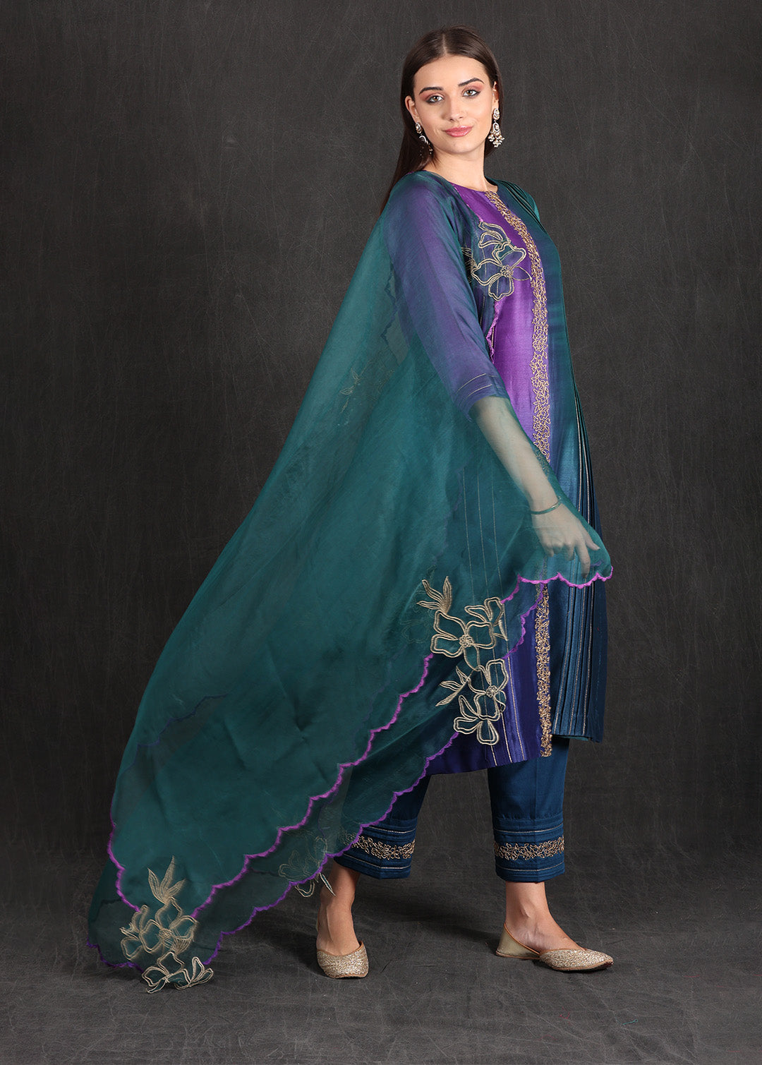 RUHI - Teal Purple Ombre Suit