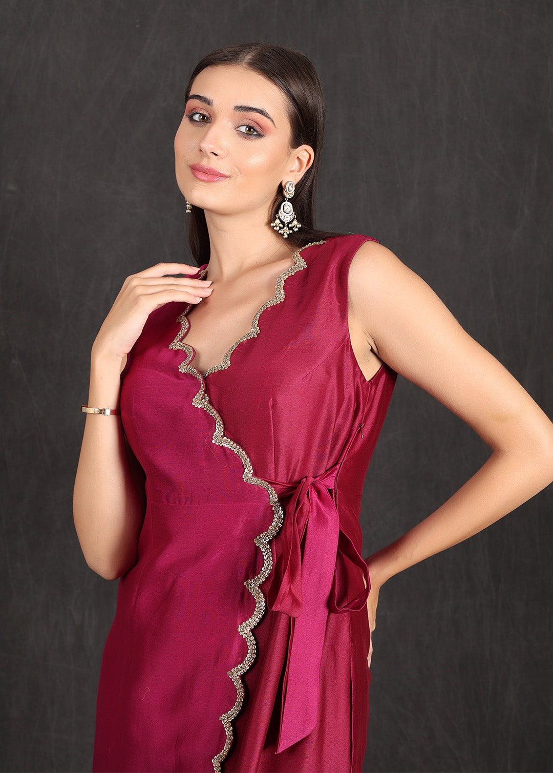 ZAHIRA - Wine Ombre Kurta Set