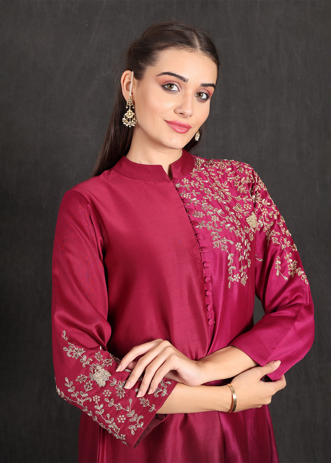 NOOR - Wine Ombre Kurta Set