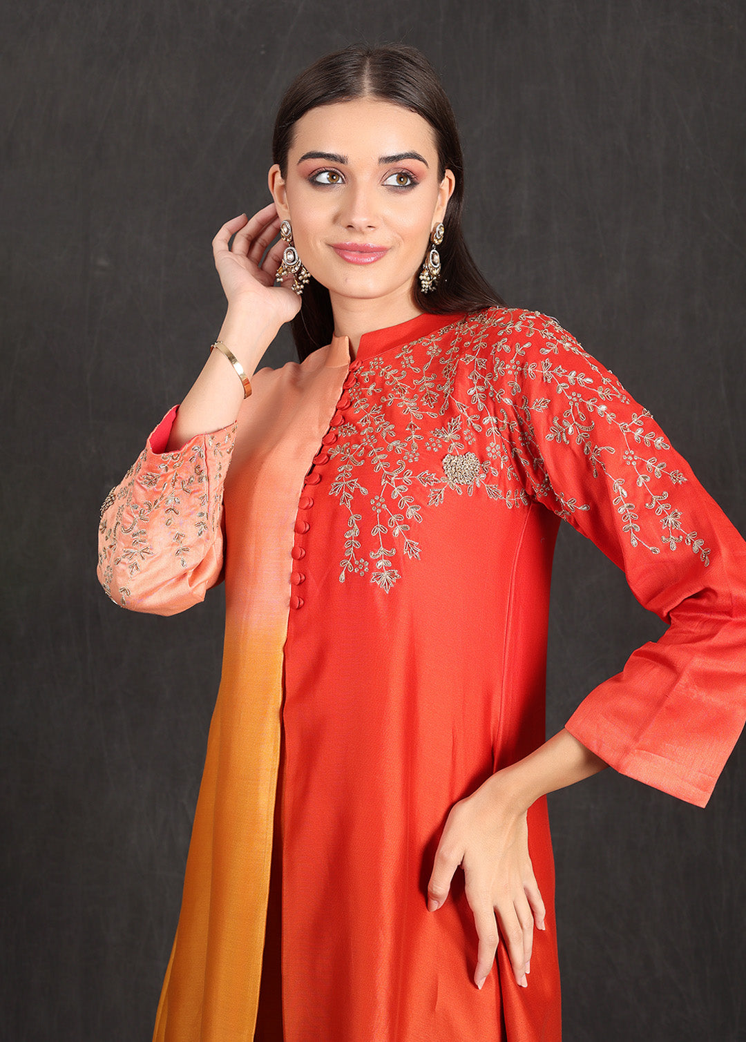 NOOR - Orange Ombre Kurta Set