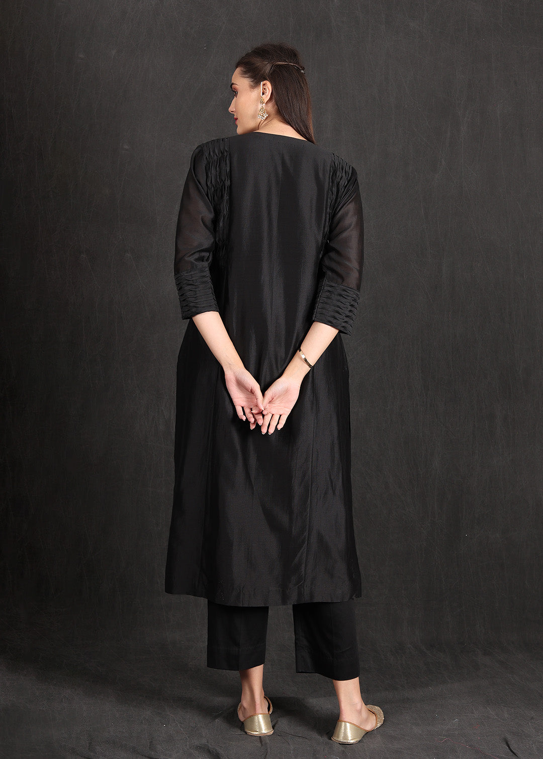 NIDA- Black Pleated Kurta Set