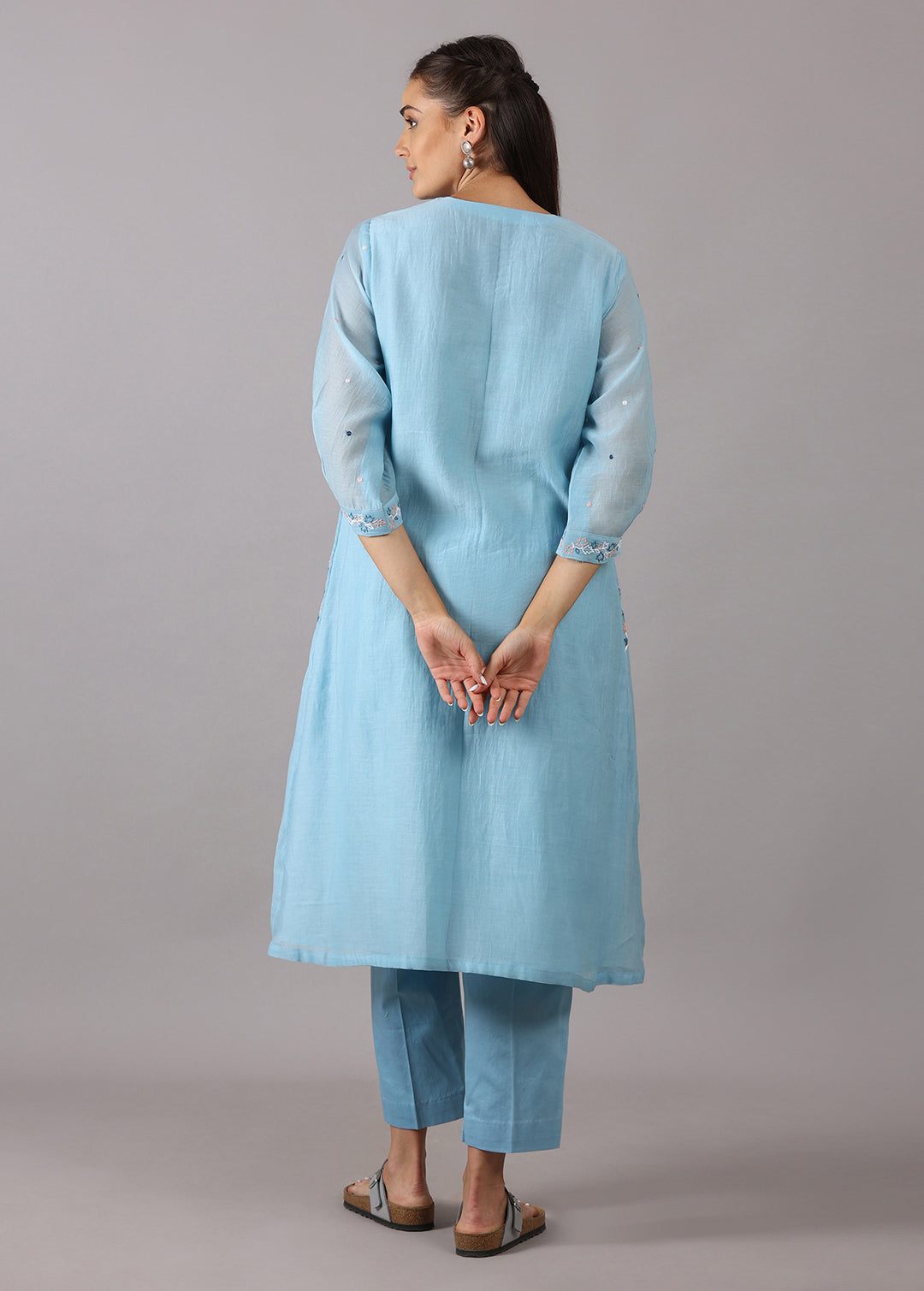 GODAVARI - Powder Blue Smocking Kurta Set