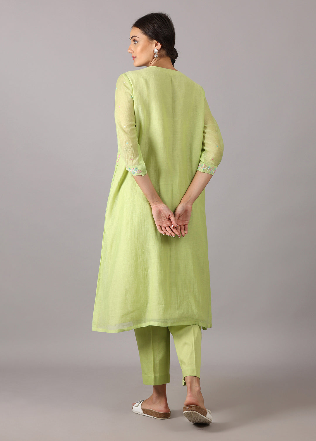 GODAVARI - Lime Green Smocking Kurta Set