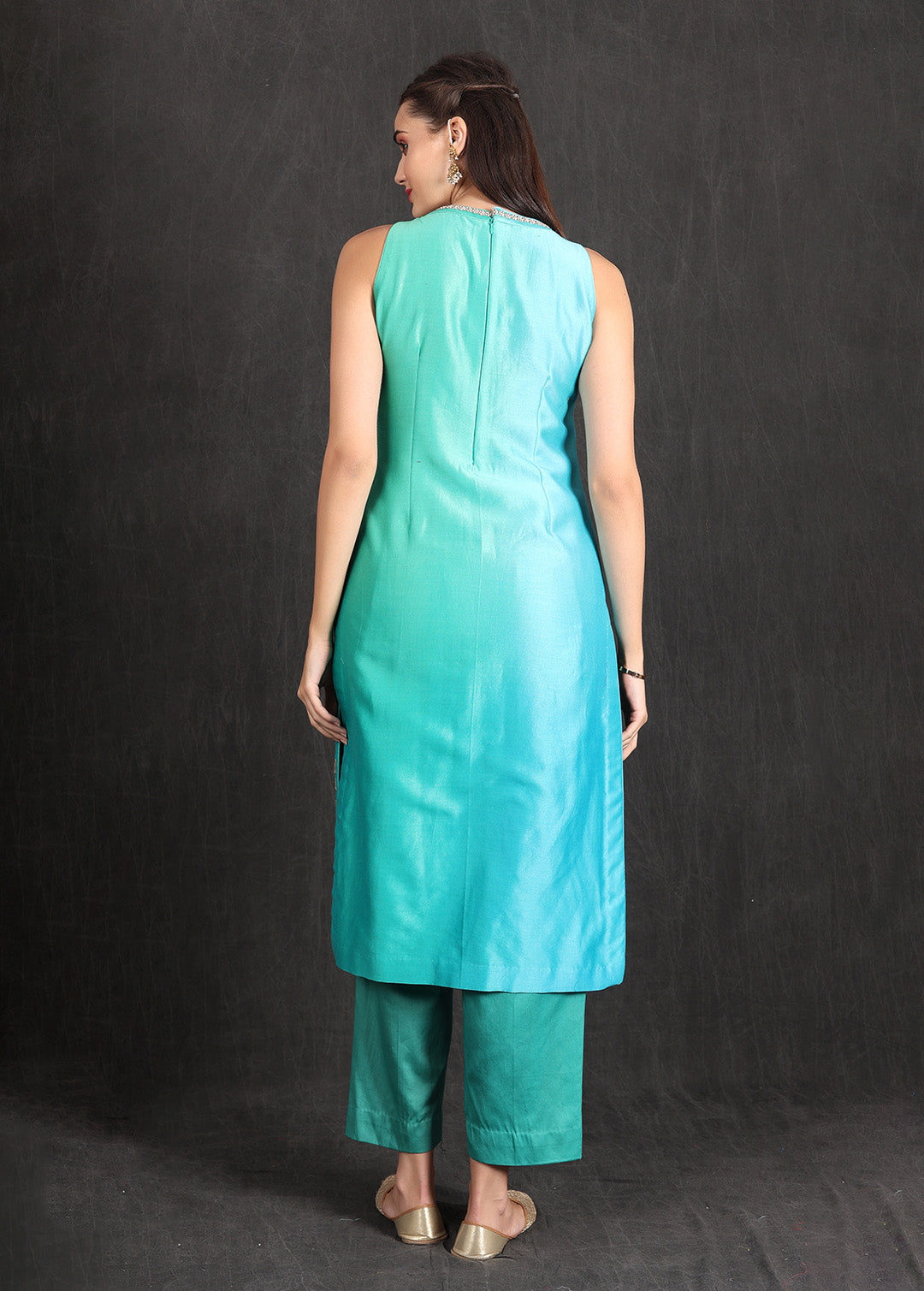 ZAHRA- Turquoise Ombre Suit