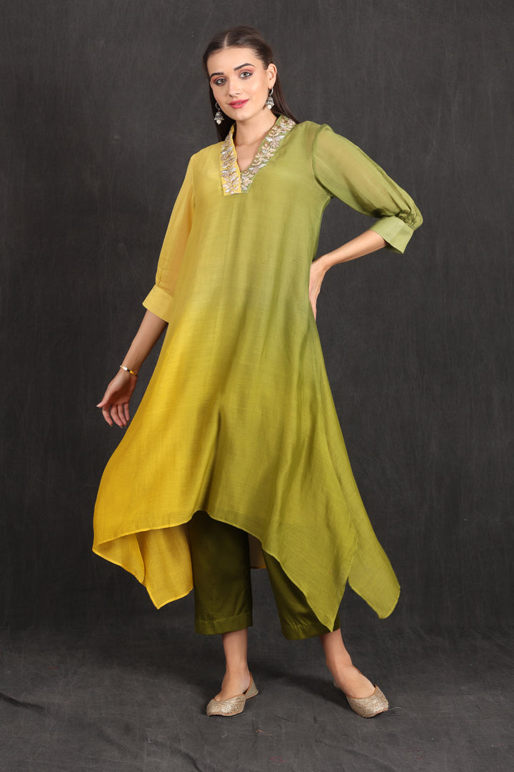 SAIRA - Green Yellow Ombre Kurta Set