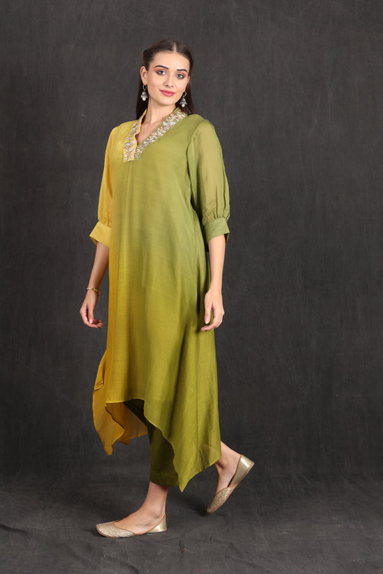 SAIRA - Green Yellow Ombre Kurta Set