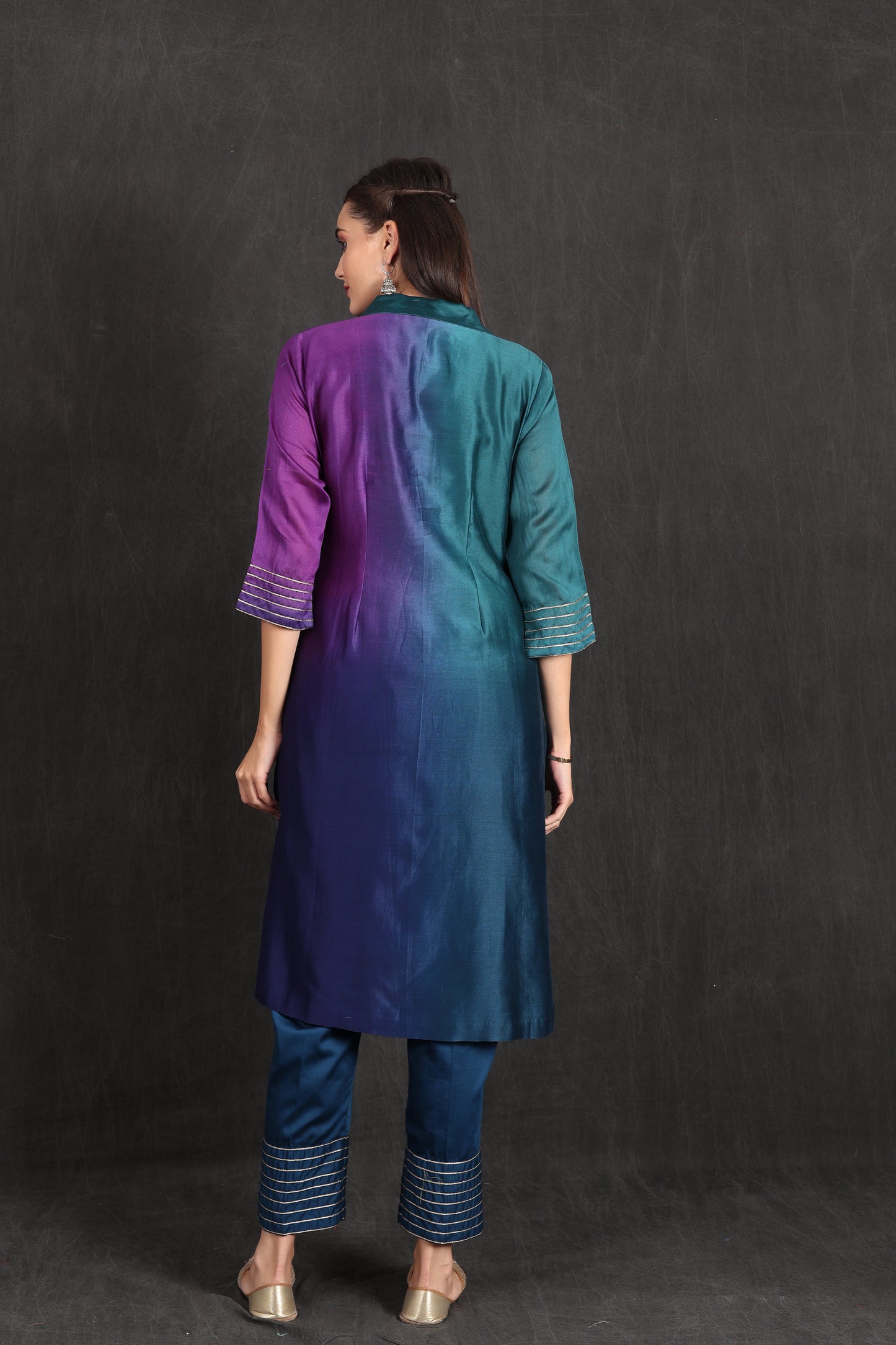 ZAINAB- Teal Purple Ombre Kurta Set