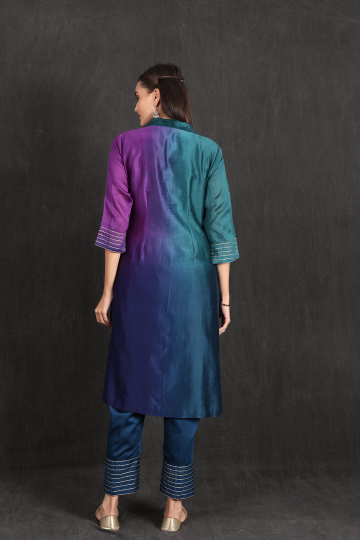 ZAINAB- Teal Purple Ombre Kurta Set