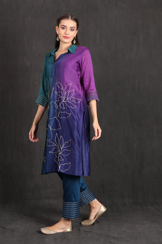 ZAINAB- Teal Purple Ombre Kurta Set
