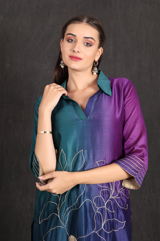 ZAINAB- Teal Purple Ombre Kurta Set