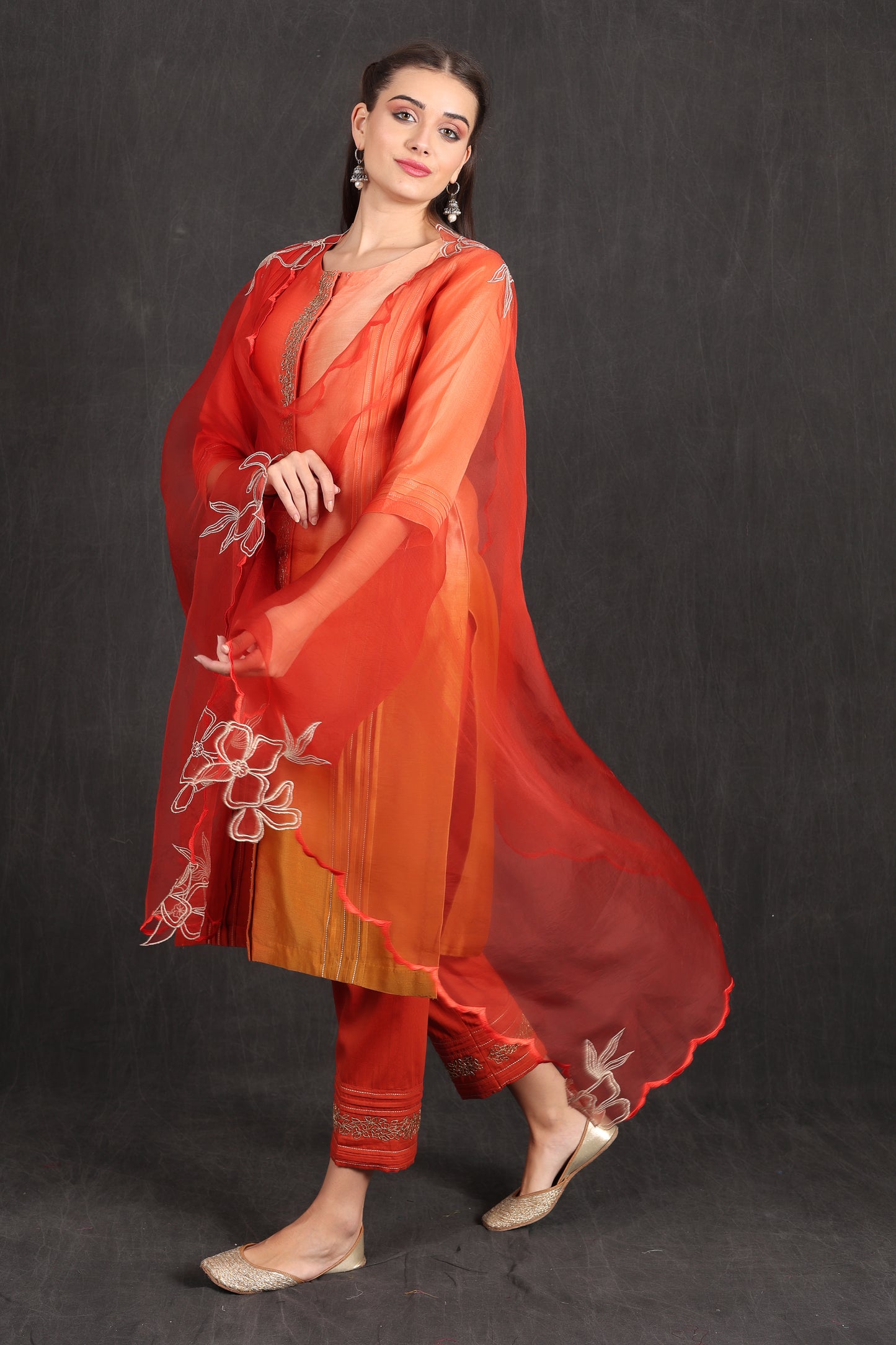 RUHI - Orange Ombre Suit