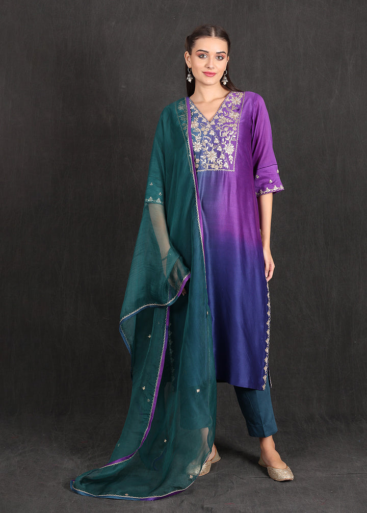 AISHA - Teal Purple Ombre Suit