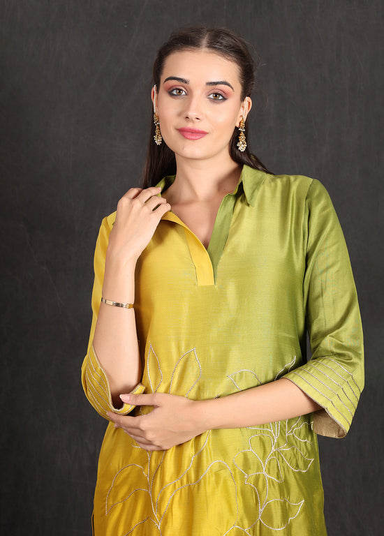ZAINAB- Green Yellow Ombre Kurta Set