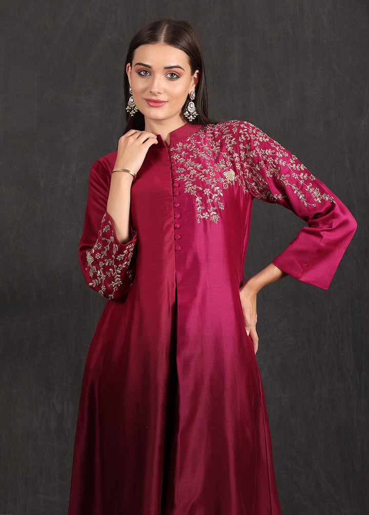 NOOR - Wine Ombre Kurta Set