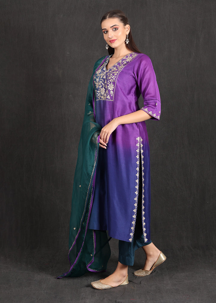 AISHA - Teal Purple Ombre Suit