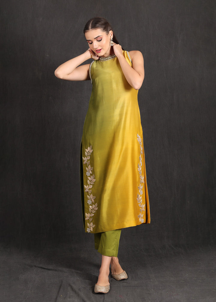 ZAHIRA- Green Yellow Ombre Suit